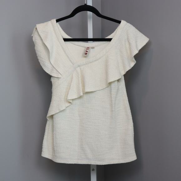 Dolan Cream Textured Ruffle Knit Top – Size Small - Picture 1 of 7